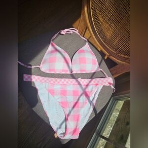 NWOT Calzedonia pink/white checkered bikini set